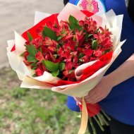 Букет из 9 красных альстромерий